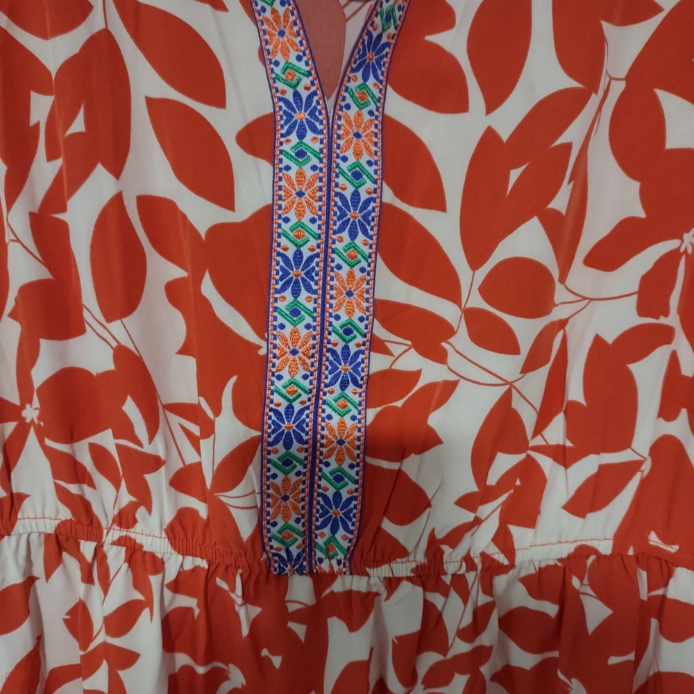 Rustty Dusty Printed Notched‎ Long Sleeve Maxi Dress Size 1XL - Picture 14 of 14